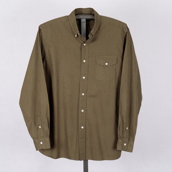Ralph Lauren Men's Long Sleeve Button Down Shirt Green Tan Plaid Size 16 1/2 - Picture 2 of 7